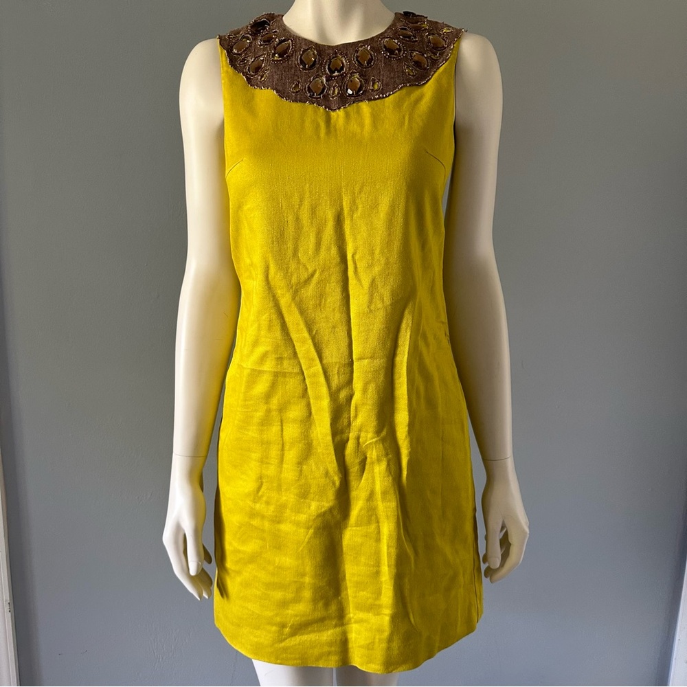 Tory Burch Crew Neck Mini dress size 2 yellow